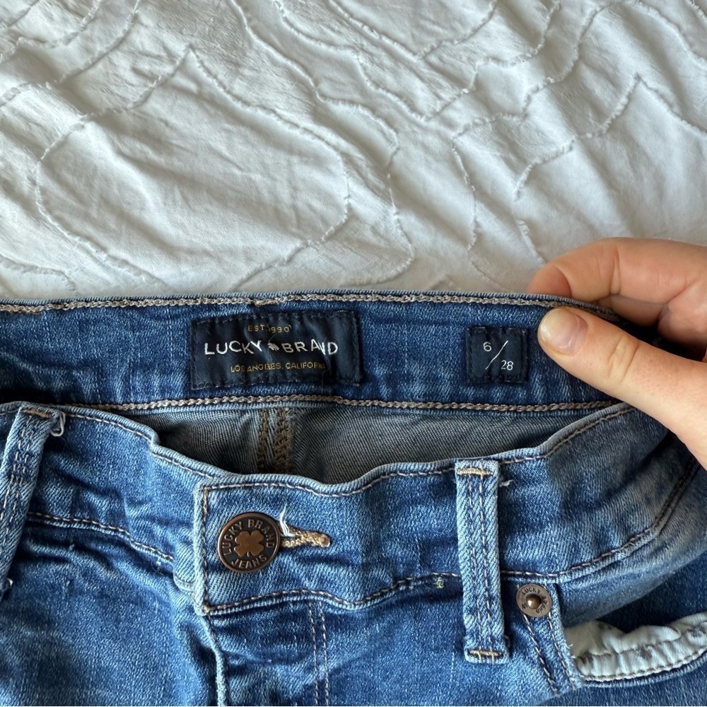 Lucky Brand Brooke Leggings Dark Blue Skinny Jeans Dark Wash Ankle Distressed - Picture 7 of 11